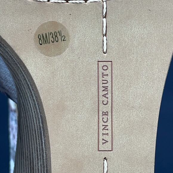 New Vince Camuto Deedriana Womens 8.5M Leather Taupe Multi Vintage Marble Wedges - Picture 9 of 11